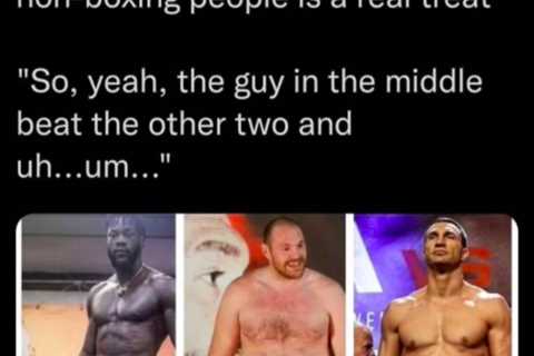 Tyson Fury goads old rivals Deontay Wilder and Wladimir Klitschko by sharing meme of himself..