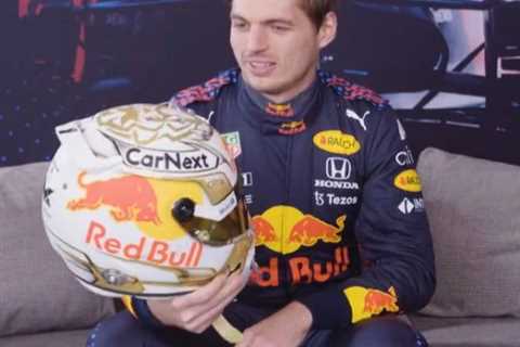 F1 world champion Max Verstappen reveals new gold helmet design for season ahead as he prepares for ..