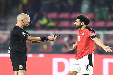 Incredible moment Afcon final ref offers Mo Salah his cards and whistle after Liverpool star moans..