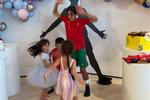 Watch Cristiano Ronaldo’s adorable kids perform Man Utd star’s famous ‘Siu’ goal celebrations as..