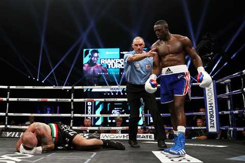 Watch Richard Riakporhe take step closer to world title bout with brutal body shot to beat Fabio..