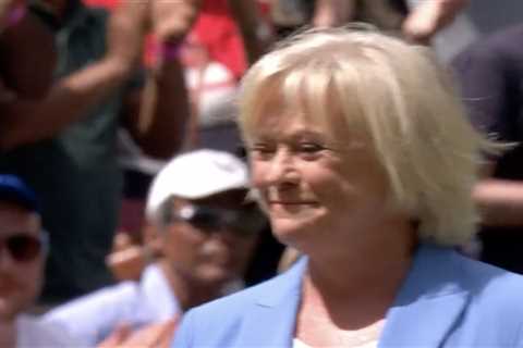 Sue Barker breaks down in tears on Centre Court as BBC legend recovers from laryngitis to host last ..