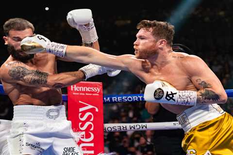 Canelo Alvarez so confident in beating Caleb Plant he boxed with ‘undisputed’ written on gloves..