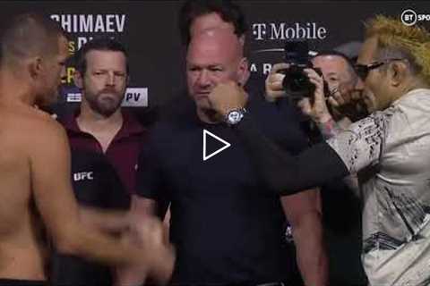 Nate Diaz and Tony Ferguson face off at the Ceremonial Weigh-Ins  UFC 279