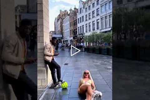 Football pass prank with girl 😂😂😂 #shorts #funny