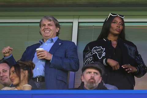 Chelsea supremo Todd Boehly watches AC Milan thrashing with Naomi Campbell as Ted Lasso cast turn..