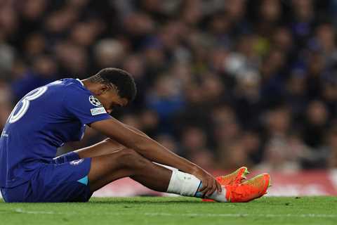 Chelsea fans fear the worst as injured Wesley Fofana leaves pitch in TEARS minutes after scoring..