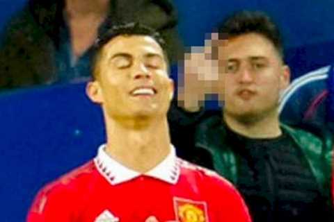 Cheeky fan spotted rudely congratulating Cristiano Ronaldo after his 700th goal