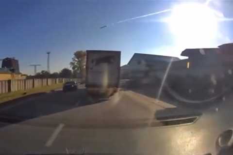 Terrifying clip shows rocket explode yards from lorry rescuing horses as trainer Gay Kelleway..