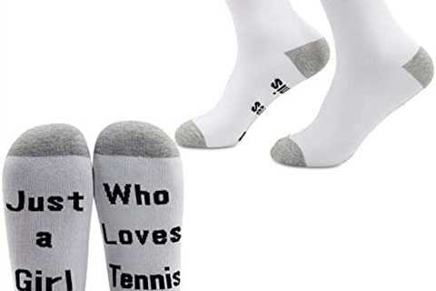 CMNIM Tennis Gifts 2 Pairs Just a Girl Who Loves Tennis Novelty Socks Tennis Lover Gifts for Her..