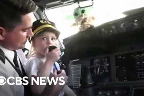 Pilot gets emotional introducing Make-A-Wish recipient – his niece.