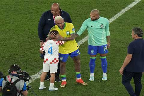 Watch touching moment Croatian child runs over to console crying Neymar after Brazil dumped out of..