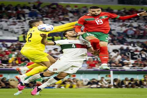 Youssef En-Nesyri jumped 9ft 1inch for Morocco’s World Cup winner vs Portugal.. higher than Ronaldo ..