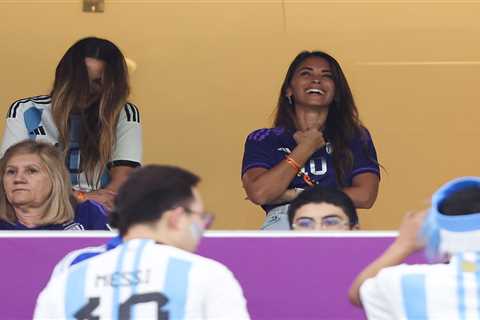 Antonela Roccuzzo beams from stands as Lionel Messi leads Argentina into World Cup final with win..