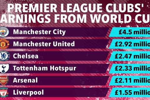 How much Premier League clubs will earn from World Cup with Man City banking £4.5m from stars in..