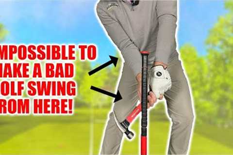 IT’S HARD TO MAKE A BAD GOLF SWING from this TRAIL ARM POSITION in the set up!