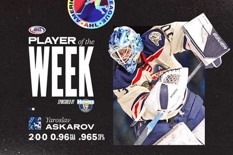 Admirals’ Askarov named AHL Player of the Week