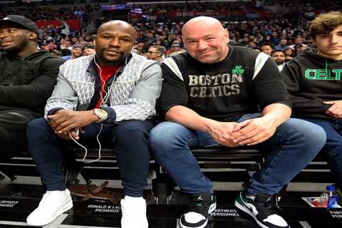 ‘I’m not buying it’ – Jake Paul and Floyd Mayweather accused of staging altercation by Dana White..