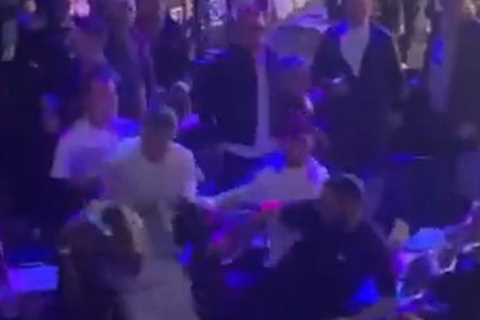 UFC star ‘Marvin Vettori drops rapper’ in mass brawl at DAZN boxing event as chaos breaks out in..