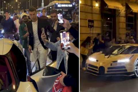 Cristiano Ronaldo mobbed by fans as Man Utd and Real Madrid legend drives rare £9m car