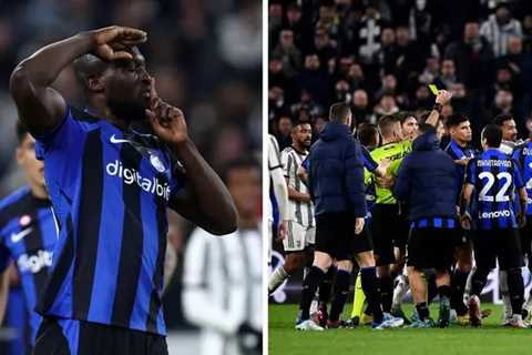 Romelu Lukaku see red for ‘excessive celebration’ in reaction to the racist chants he received.