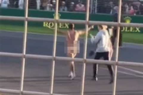 Watch moment streaker runs naked along Australian GP track before he is tackled by security