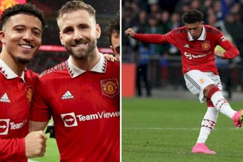 Man Utd star Luke Shaw shares Jadon Sancho chat pair had before superb Brighton penalty