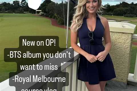 Paige Spiranac puts on busty display in low-cut dress as she plays at Royal Melbourne Golf Club