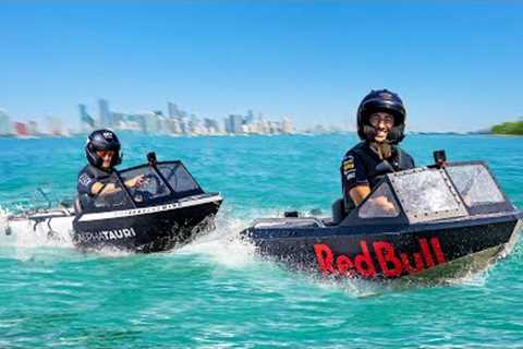 F1 Drivers Race Mini Jet Boats! (Daniel vs Yuki) 🚤