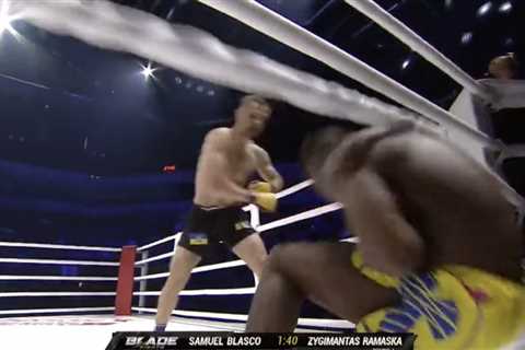 Missed Fists: Fighter recovers from being knocked out of ring, immediately gets flattened