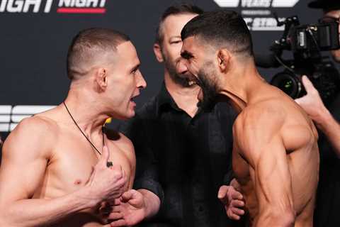 Face off! Kai Kara-France vs. Amir Albazi staredown video from UFC Vegas 74 weigh ins