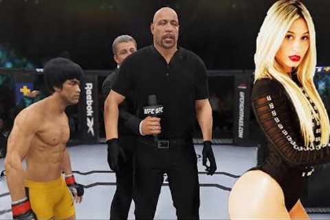 Bruce Lee fights Ukrainian woman, punches woman in the head,UFC4