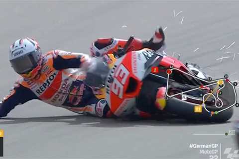 Shocking moment motorbike splits in two in horror MotoGP crash as race is stopped