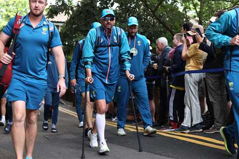 Is Nathan Lyon out of The Ashes? Top Australian spinner pictured on crutches in major Ashes blow..