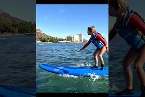 Hawaii: Little Surfer Girl || Kids Surfing Lessons Waikiki #shorts