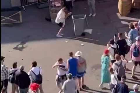 Watch ‘highlight of Old Trafford’ as cricket fan dives head first into a bin in front of puzzled..