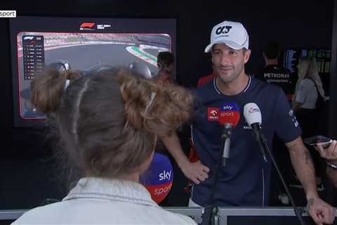 Watch Sky F1 host’s hilarious reaction as she cuts off from Daniel Ricciardo interview to celebrate ..