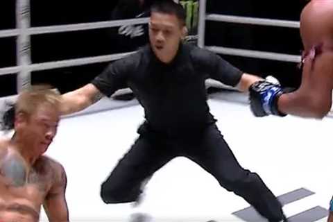 Video: Referee slides in to stop fighter’s head from crashing into canvas after brutal KO | ONE..