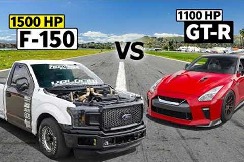 Freddy LSX’s “King Cobra” F-150 vs 1100hp Nissan GT-R // THIS vs THAT