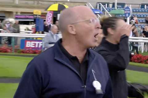 Watch ex-Prem ref Mike Dean go from ecstasy to agony as his horse finishes second but fans all..