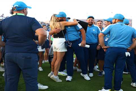 Ryder Cup hero Jon Rahm gets kiss from Wag Kelley Cahill as he fires Europe to huge lead