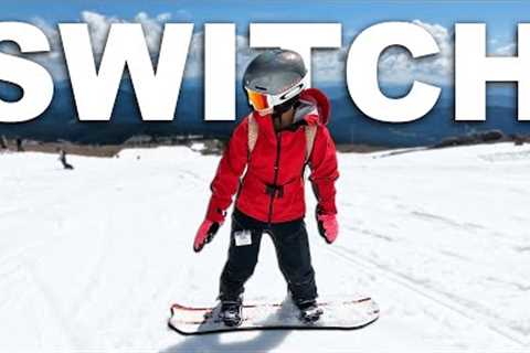 Teaching Snowboarder How to Ride Switch