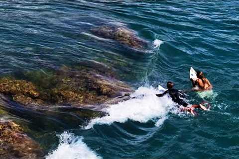 POV SURF - WAVE IS BELOW REEF LEVEL (DRONE/LIFESTYLE)