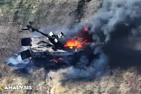 Horrible! Ukrainian blow up Russian combat tanks convoy near Avdiivka