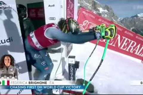 Frederica Brignone crashes at Downhill in Cortina d''Ampezo with 110km/h