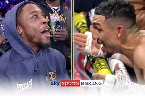 HEATED! Teofimo Lopez & Keyshawn Davis exchange words ringside 😡