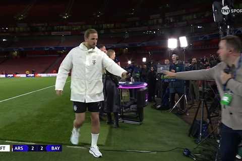 Harry Kane’s post-match interview interrupted by Arsenal fans after 2-2 draw with Bayern Munich