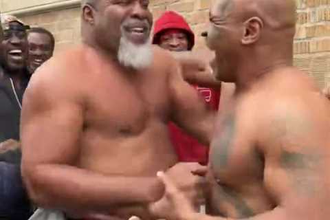 Mike Tyson Shows Off Ripped Physique in Street Brawl with Shannon Briggs