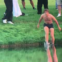 ‘Are we in an alternate dimension today?’ ask PGA Championship fans as supporter strips down to..