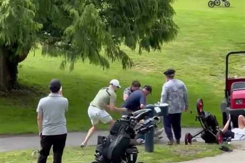 Shocking moment fight breaks out on golf course after players ‘kept hitting their balls’ at another ..